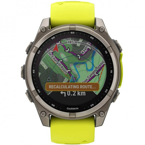 Умные часы Garmin Fenix 8, 51 мм, Solar, Sapphire Titanium with AMP Yellow/Graphite Silicone Band 010-02907-20 в Ставрополе