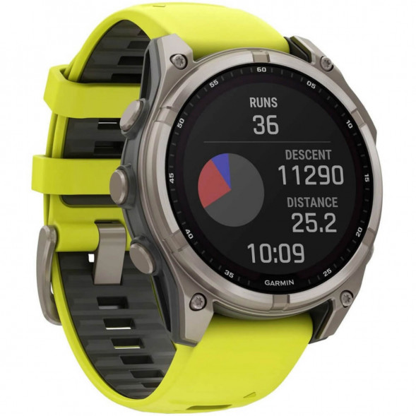 Умные часы Garmin Fenix 8, 51 мм, Solar, Sapphire Titanium with AMP Yellow/Graphite Silicone Band 010-02907-20 в Ставрополе