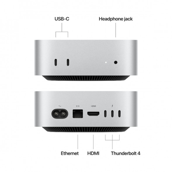 Компьютер Apple Mac mini M4 2024 (MU9E3) (10 Core GPU, 16ГБ, 512ГБ SSD, Apple, macOS), серебристый в Ставрополе